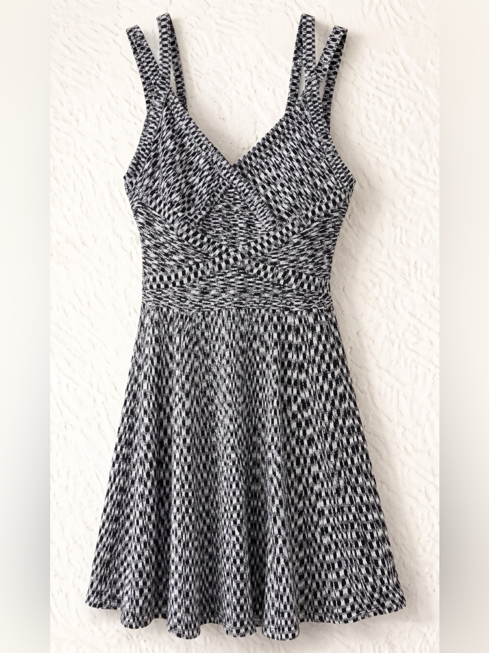 Guess| Black & White Textured Bandage A-Line Bodycon Stretch Mini Dress Sz S